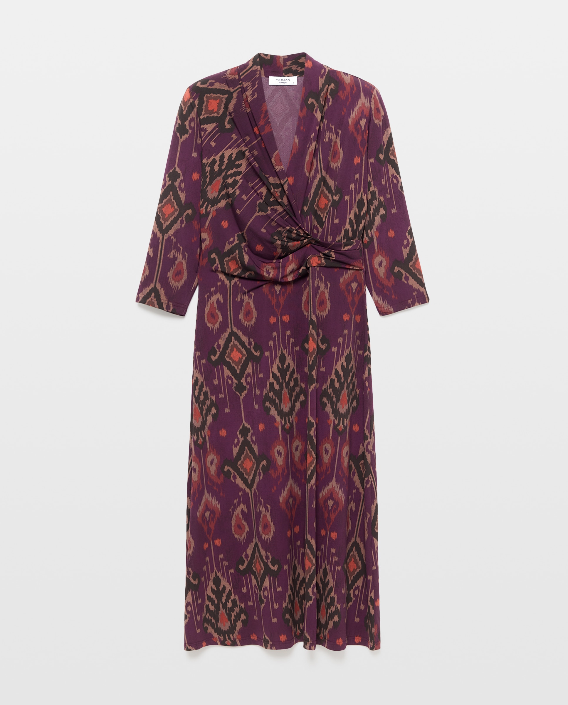 Vestido Midi Evasê com Manga Comprida Roxo-4