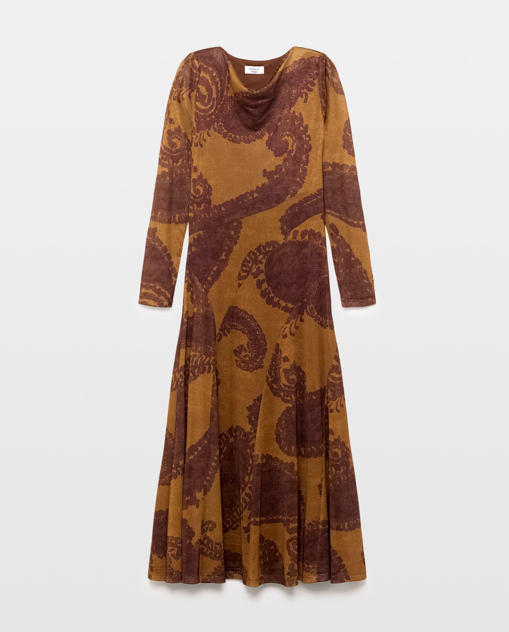 Vestido estampado com manga comprida Amarelo-5