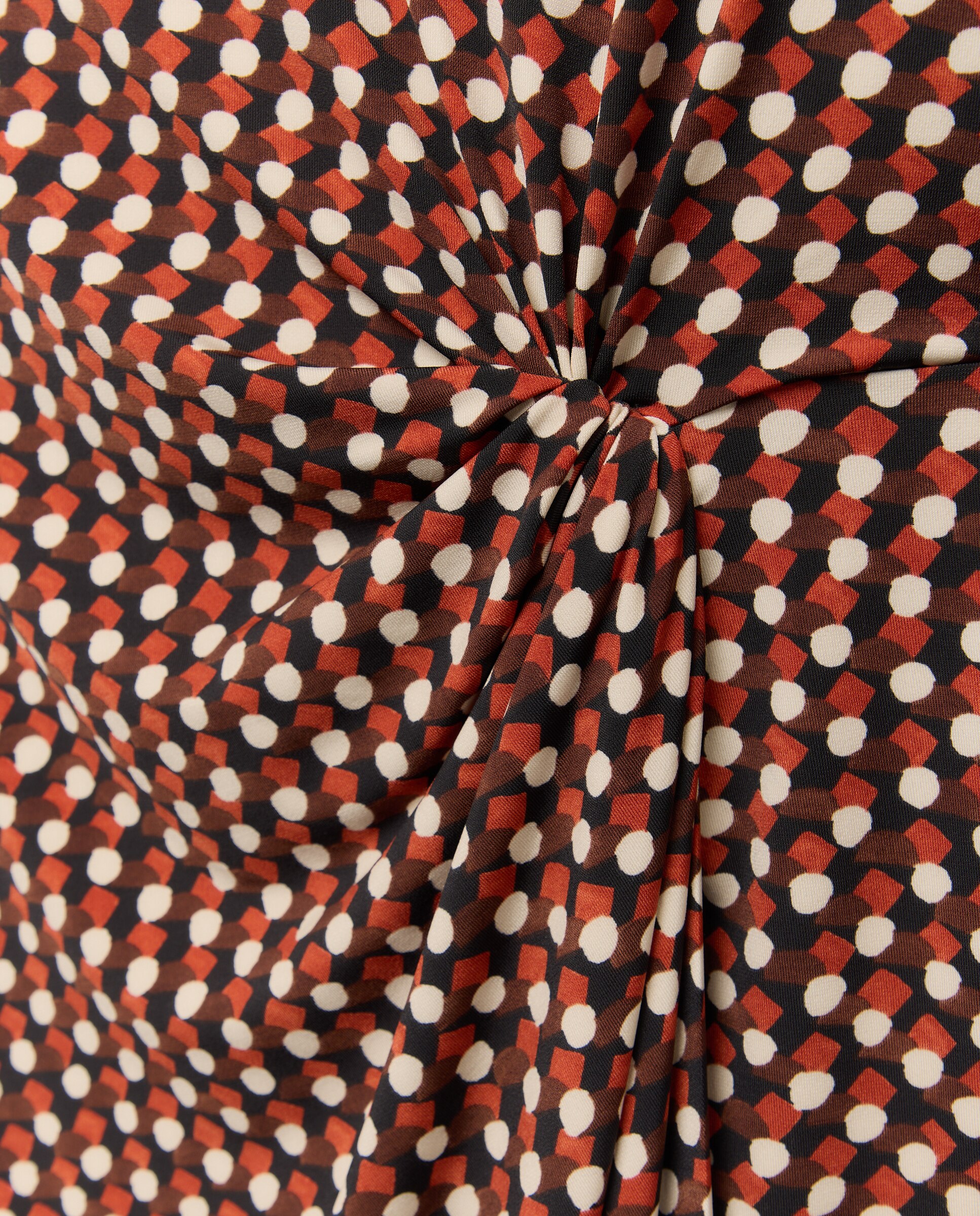 Vestido com Manga Comprida e Estampado às Bolinhas Vermelho-2