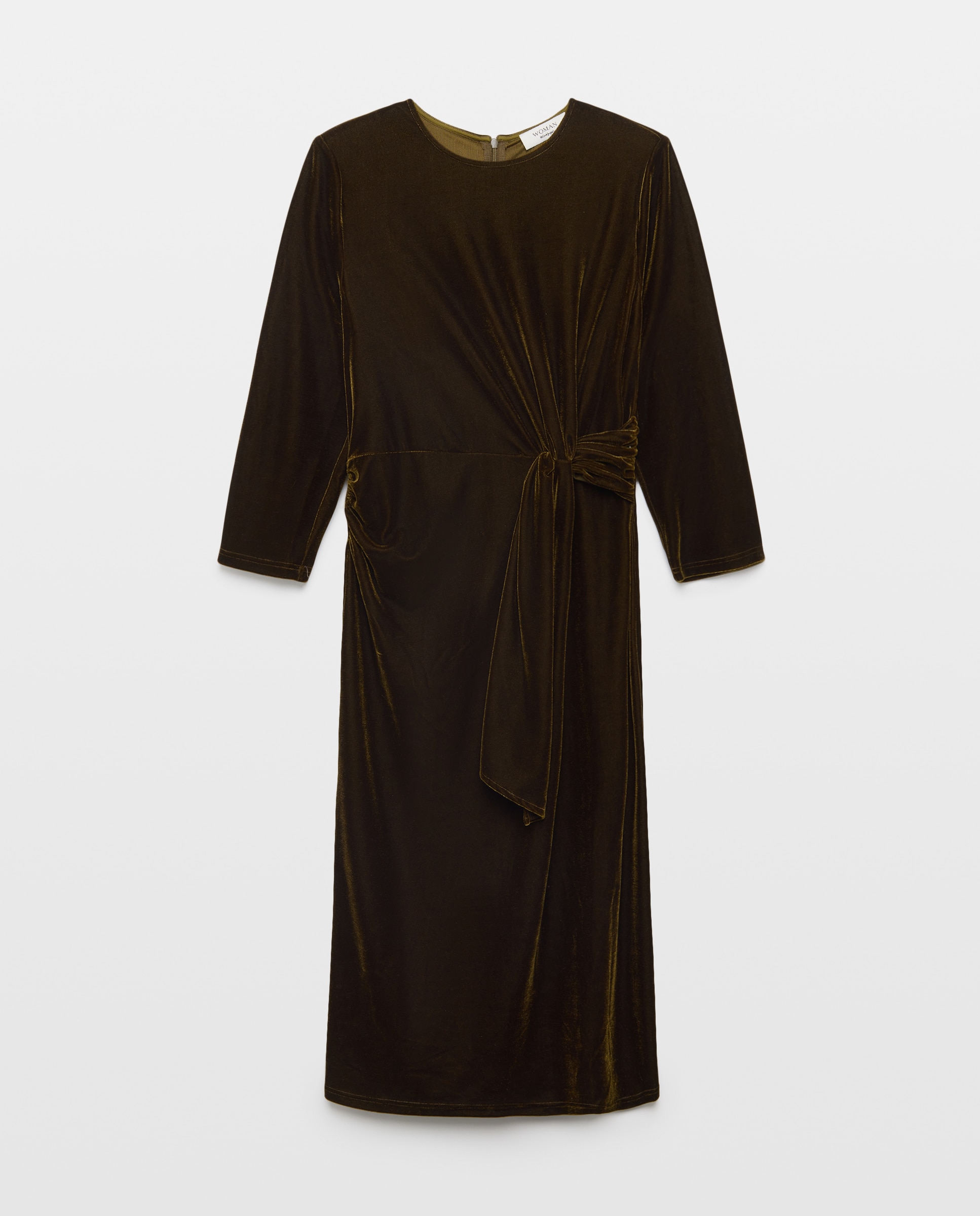 Vestido terciopelo liso - Woman El Corte Inglés - Verde Verde-5