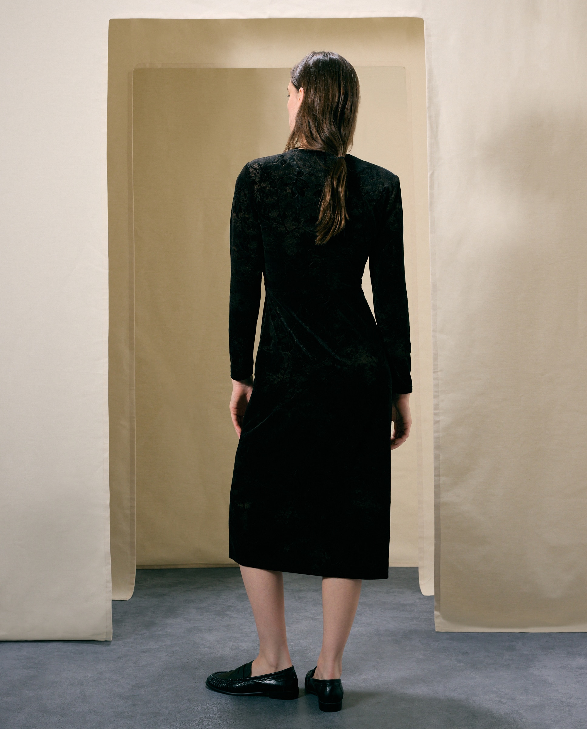 Vestido terciopelo drapeado - Woman El Corte Inglés - Negro Negro-4