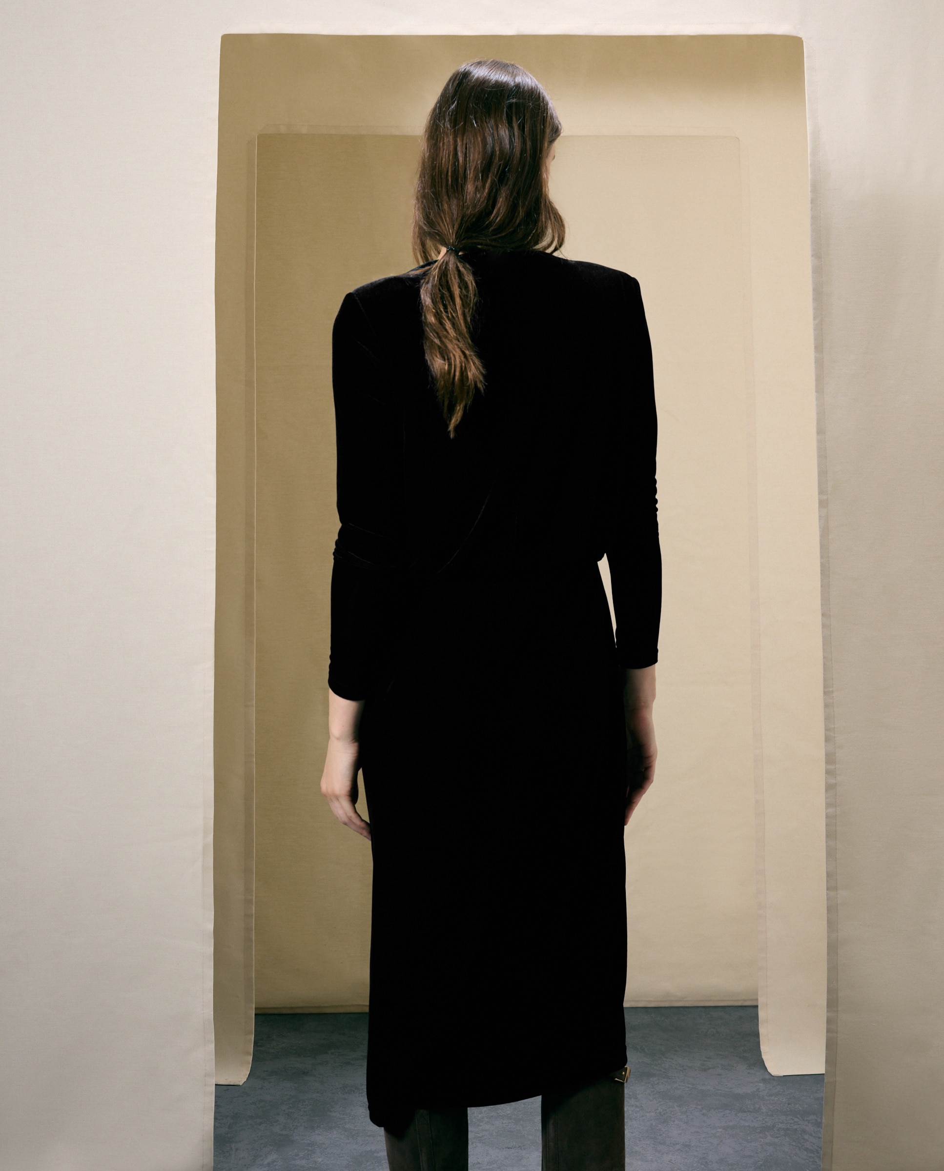 Vestido terciopelo flecos - Woman El Corte Inglés - Negro Negro-3
