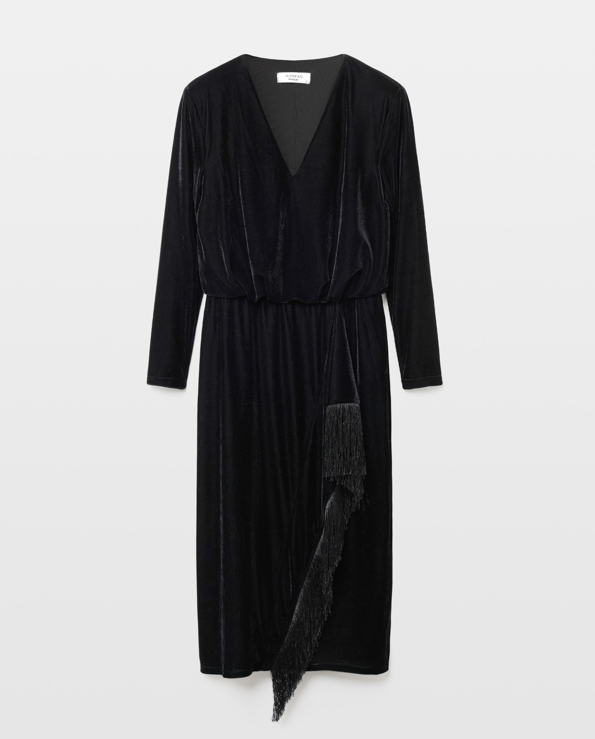 Vestido terciopelo flecos - Woman El Corte Inglés - Negro Negro-4