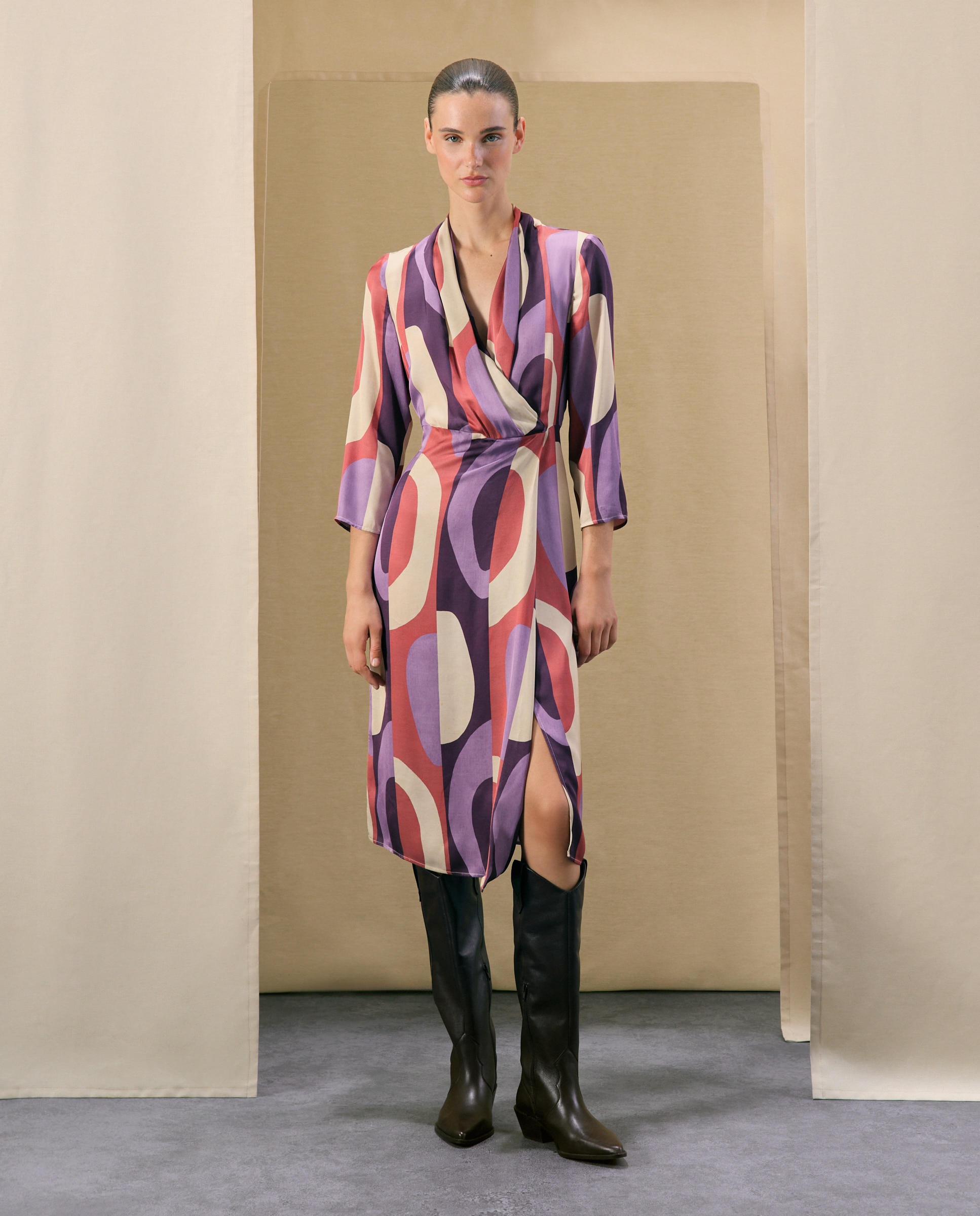 Imagen 2 de Vestido estampado posicional óvalos - Woman El Corte Inglés - Rosa Rosa