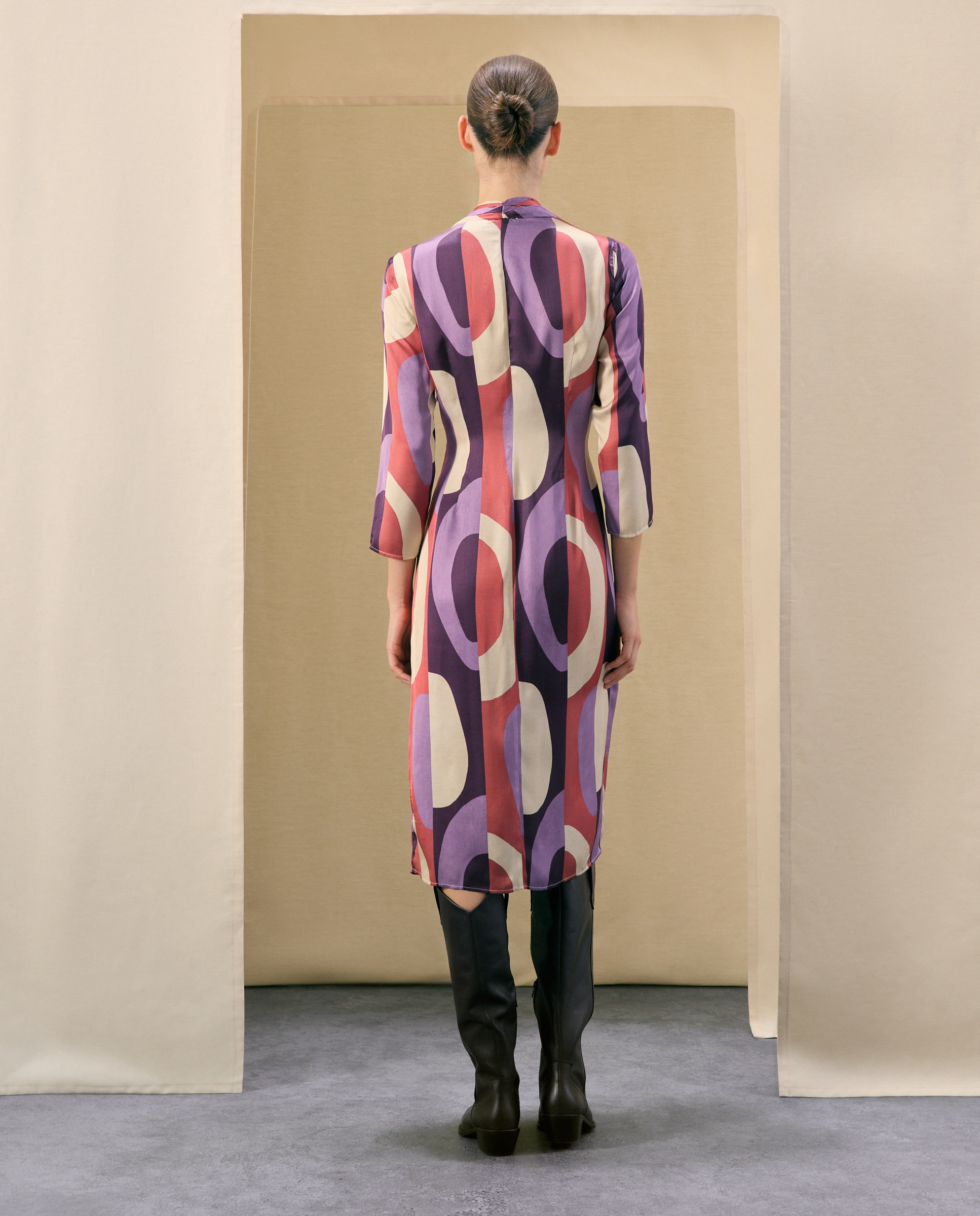 Imagen 3 de Vestido estampado posicional óvalos - Woman El Corte Inglés - Rosa Rosa