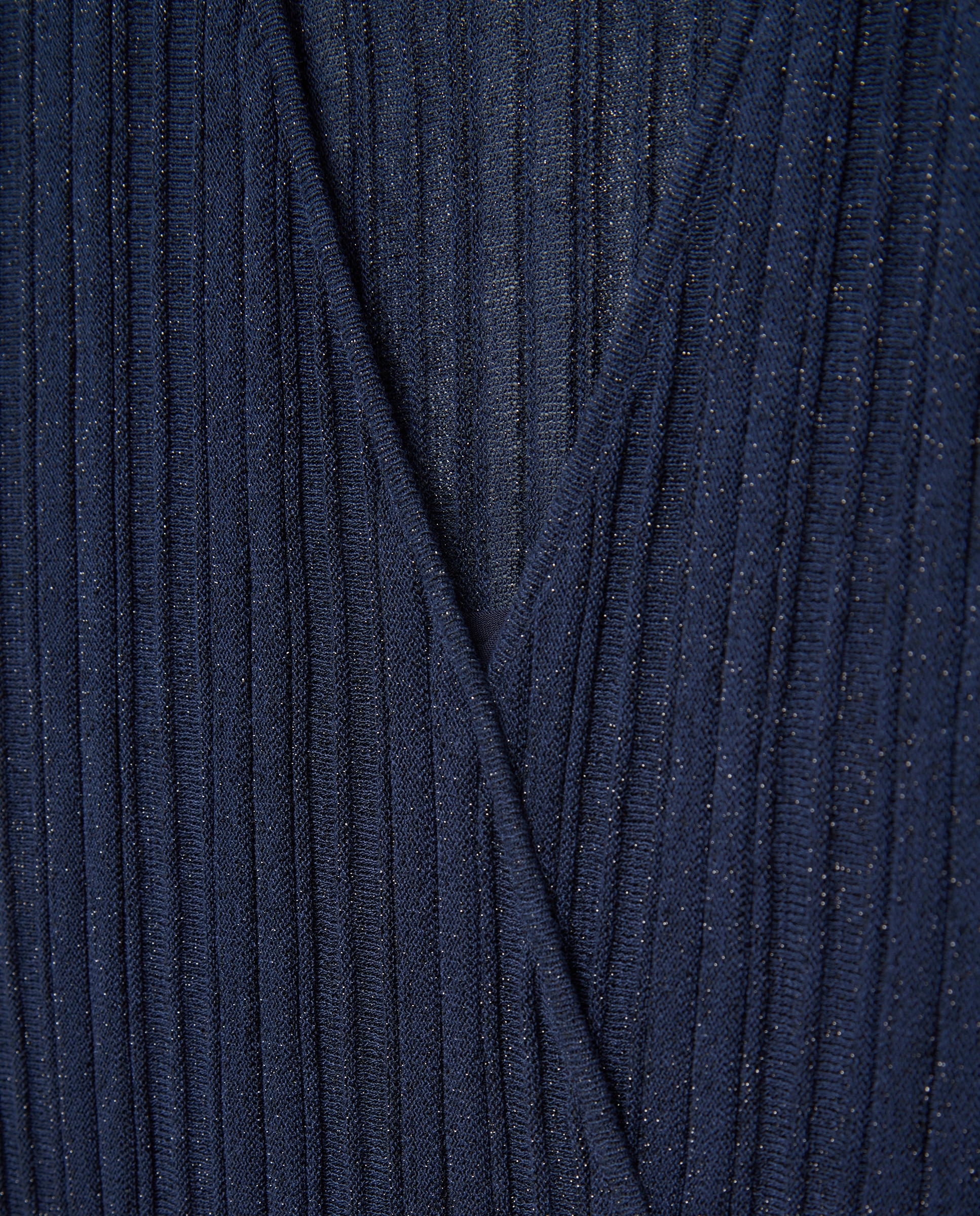 Vestido largo con plisado cruzado de punto lurex - Woman El Corte Inglés - Azul marino Azul marino-5