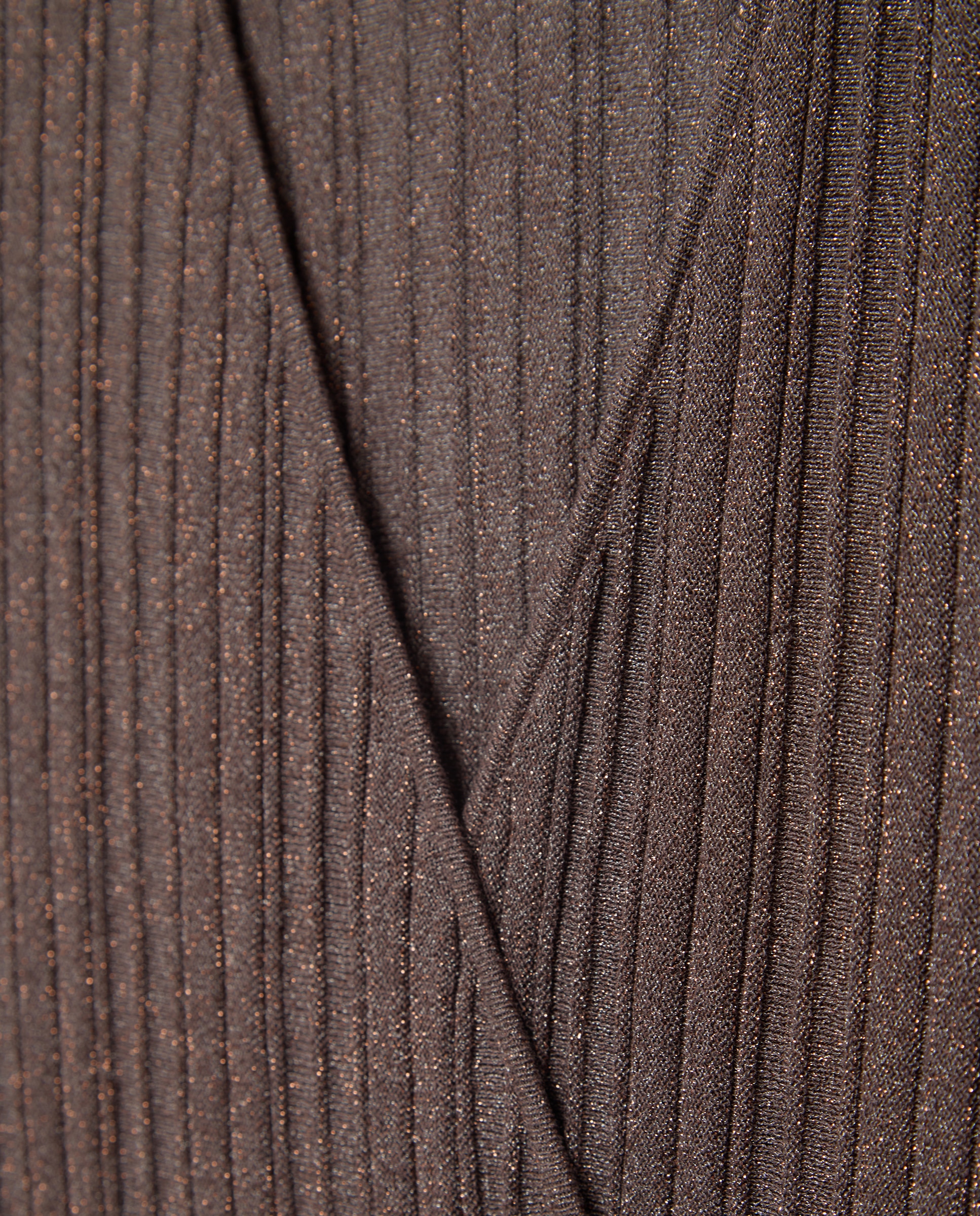 Vestido Comprido de Malha de Fio Metalizado com Plissado Cruzado Chocolate-5