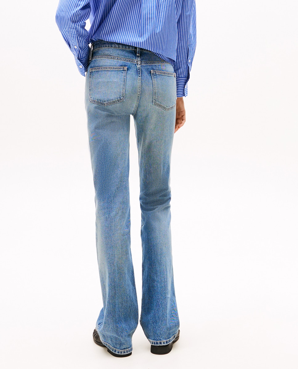 Jeans Bootcut com Cintura Regular Azul-3