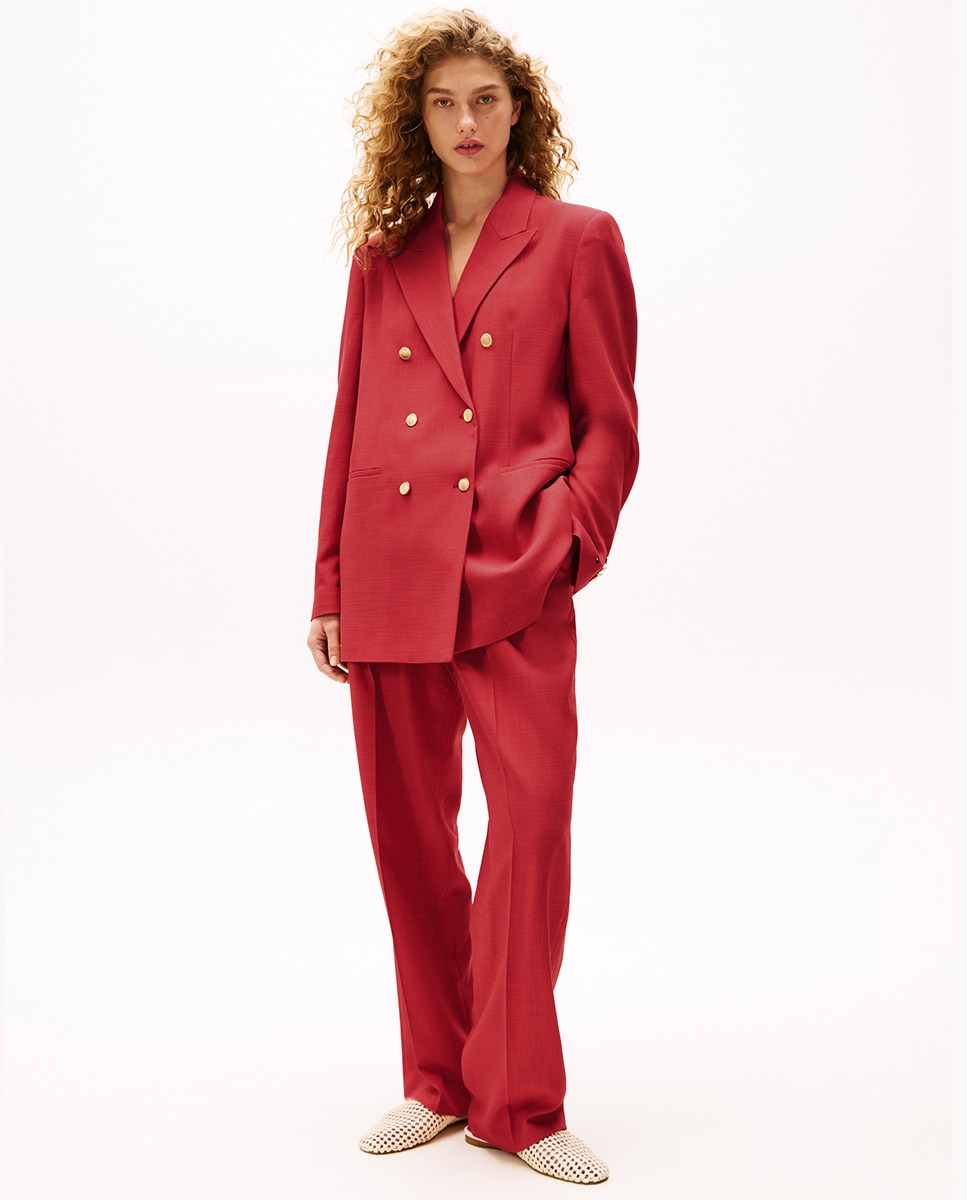 TH X SRG Calças de Fato Wide Leg Vermelho-1