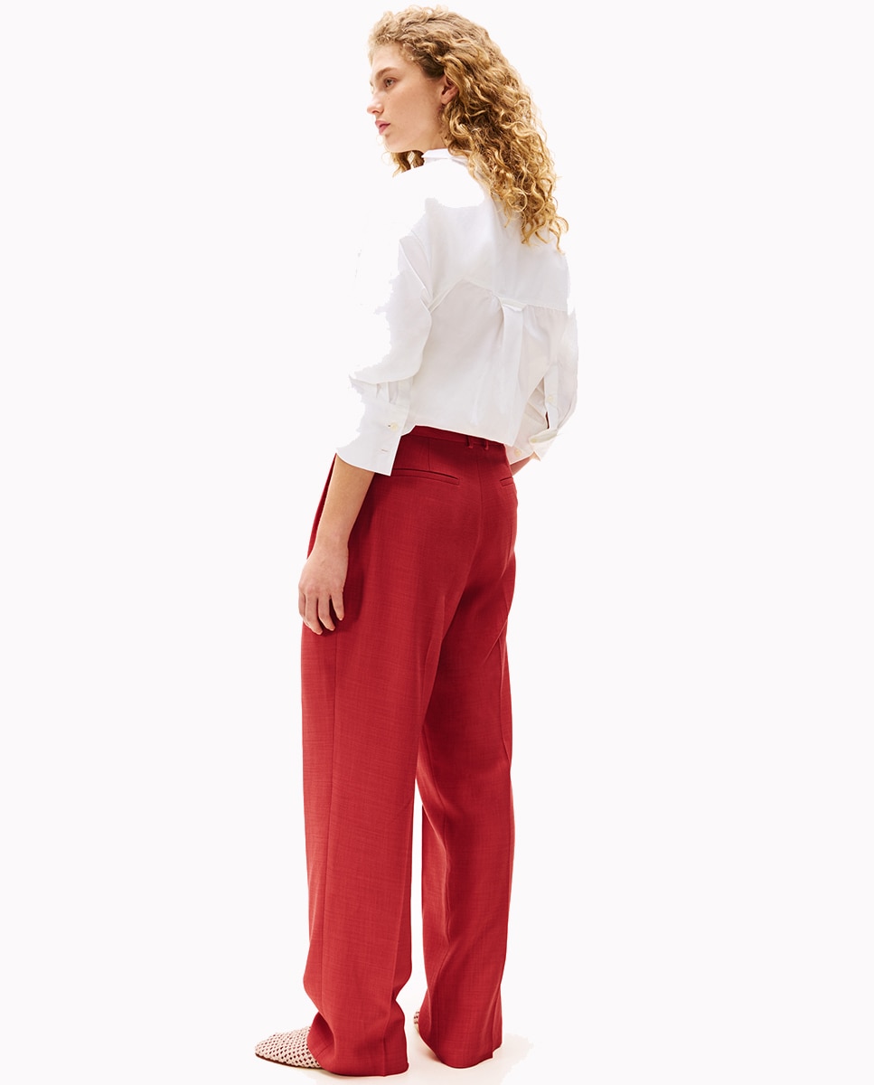TH X SRG Calças de Fato Wide Leg Vermelho-4