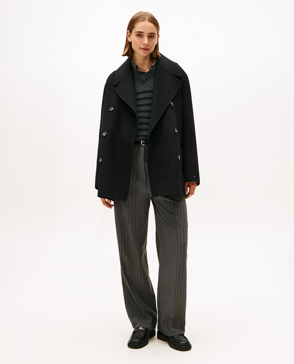 Calças Regular com Risca Diplomática Cinzento-escuro-1