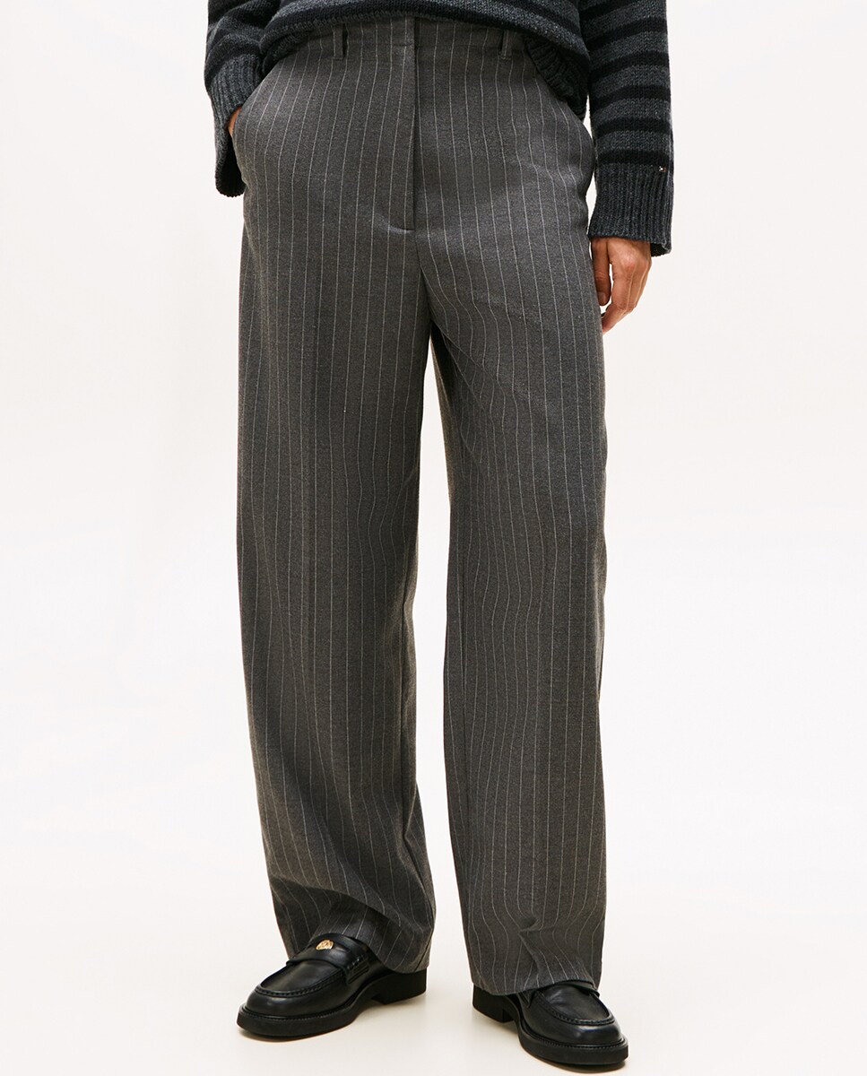 Calças Regular com Risca Diplomática Cinzento-escuro-2