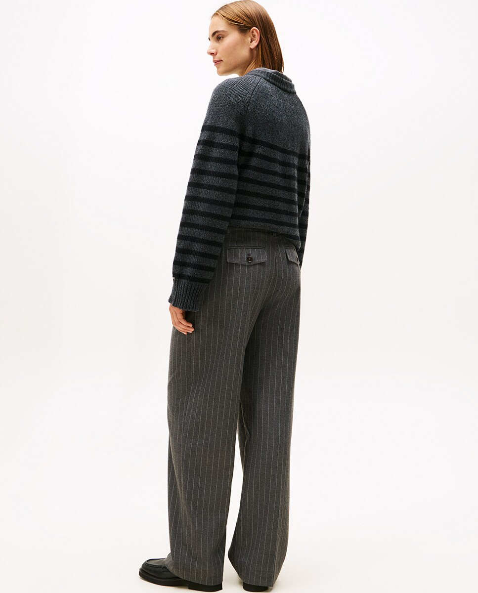 Calças Regular com Risca Diplomática Cinzento-escuro-3