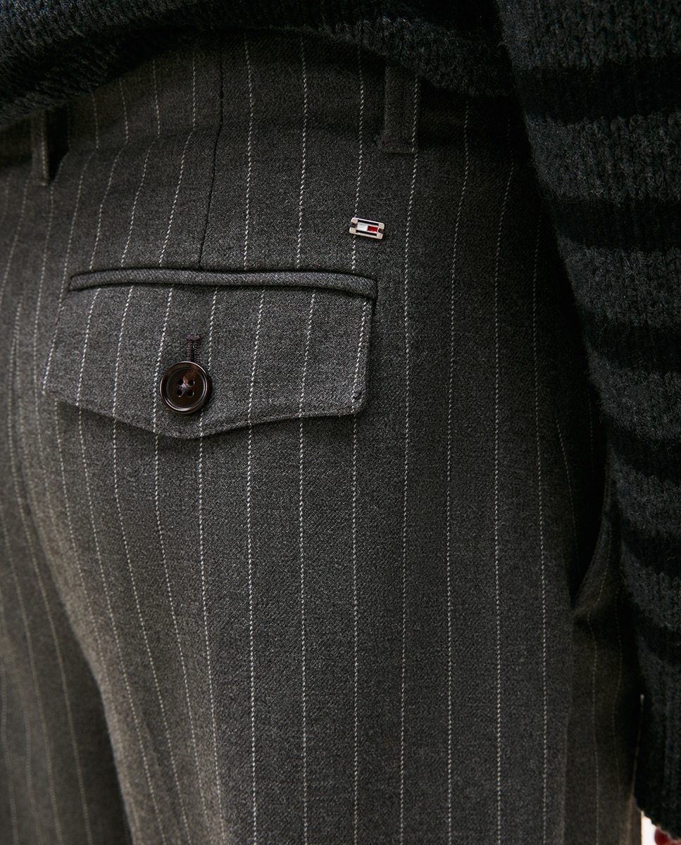 Calças Regular com Risca Diplomática Cinzento-escuro-4