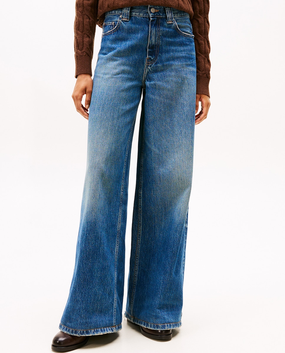 Jeans Wide Leg com Cintura Regular Azul-2