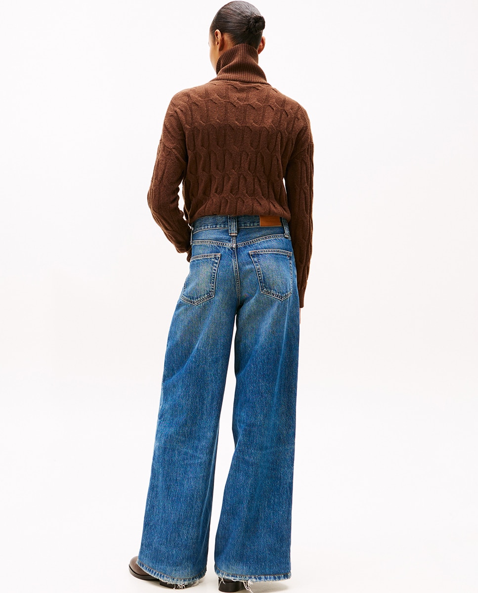 Jeans Wide Leg com Cintura Regular Azul-3