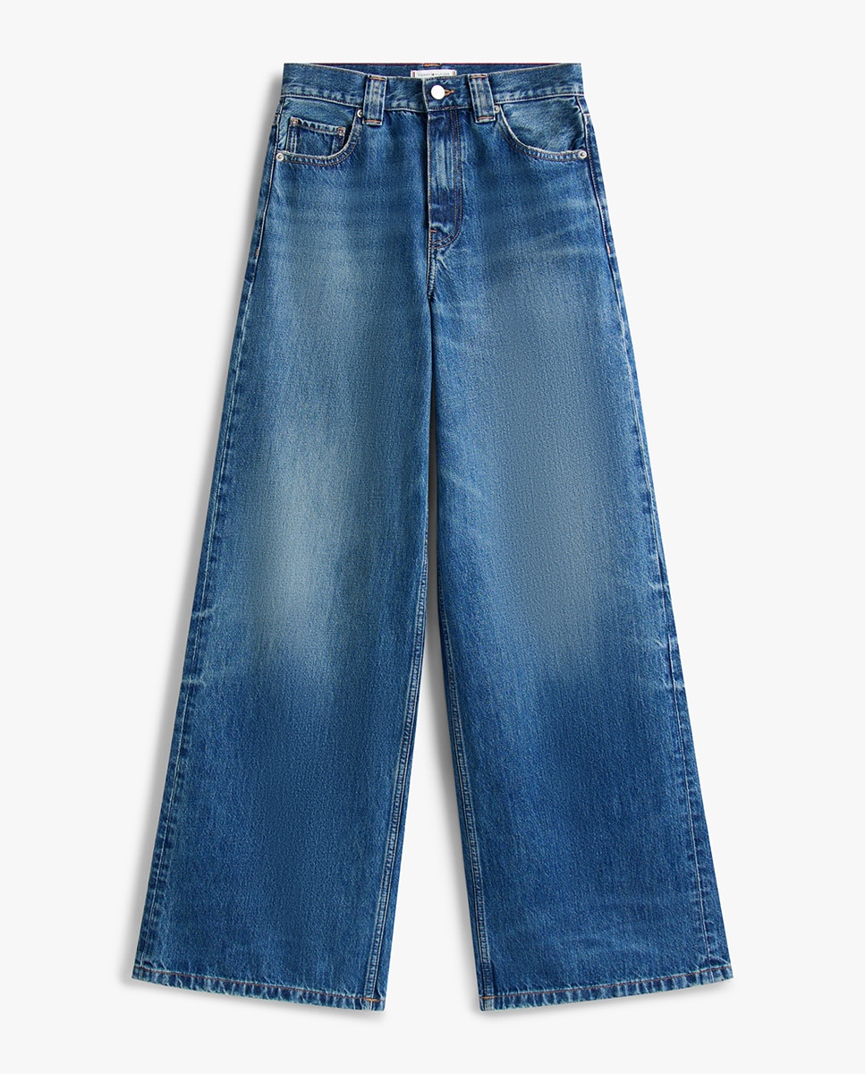 Jeans Wide Leg com Cintura Regular Azul-5