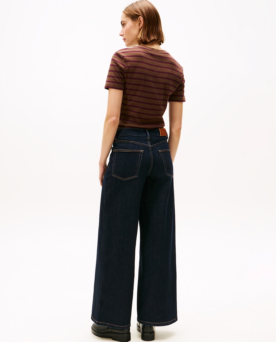 Jeans Wide Leg de Cintura Subida Azul-3