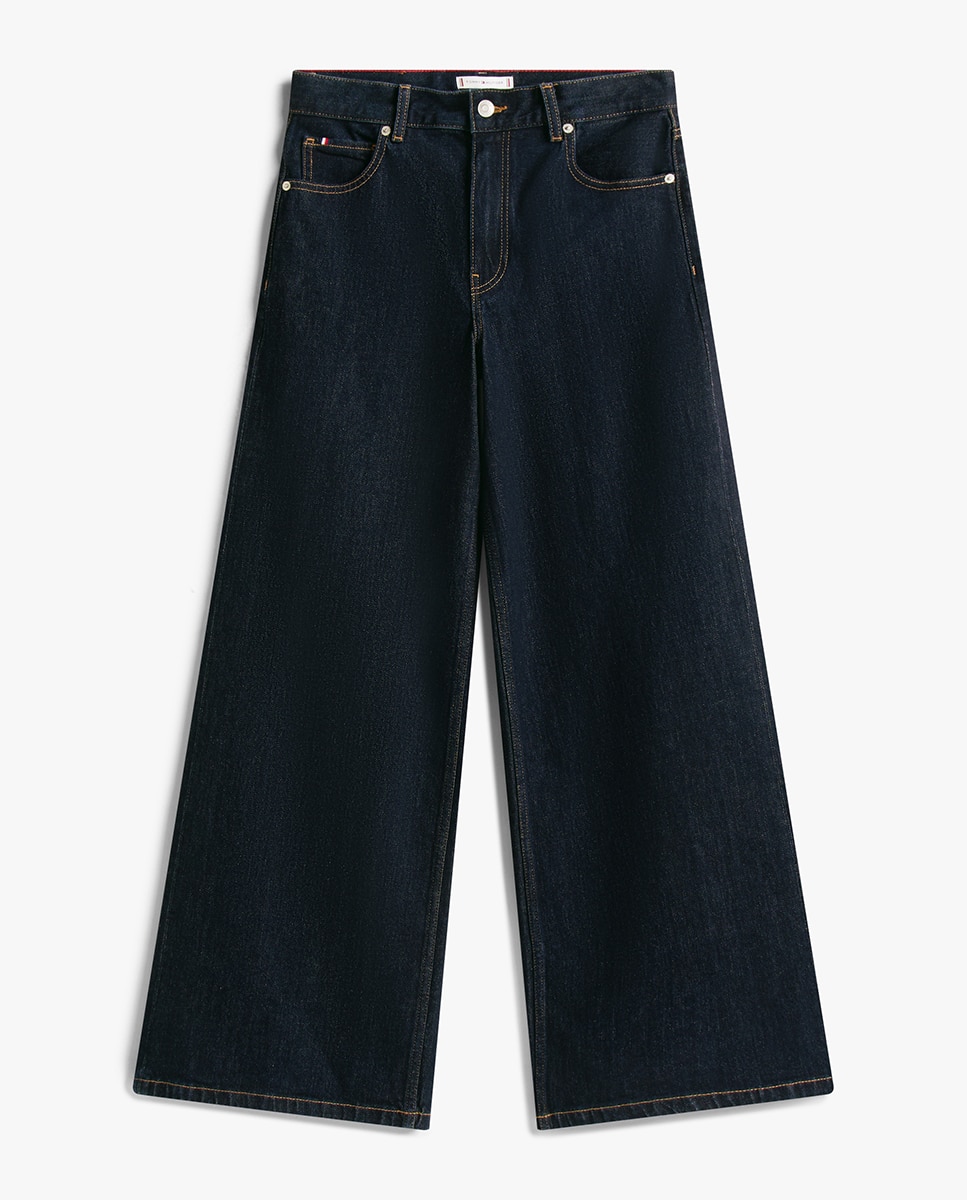 Jeans Wide Leg de Cintura Subida Azul-5