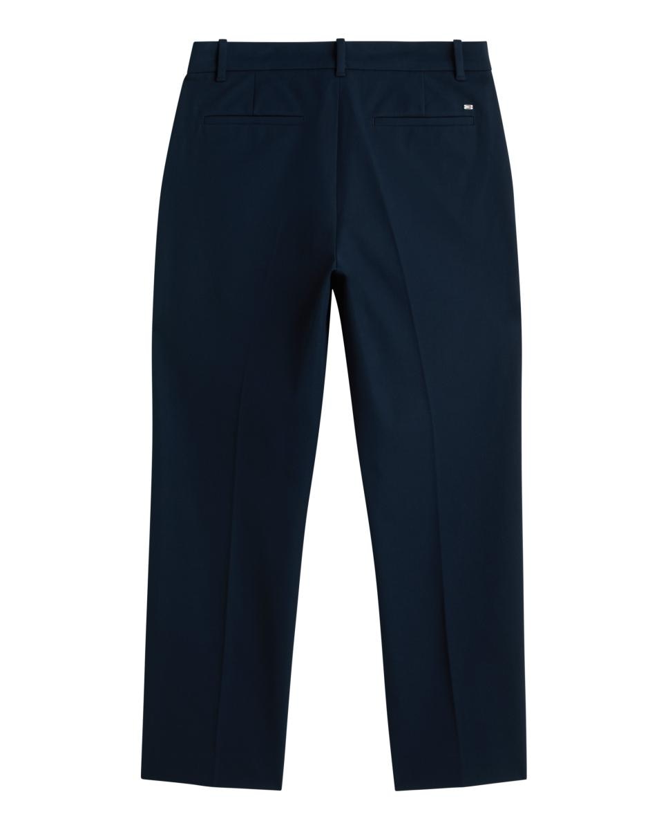 Calças Slim Straight em Tecido de Gabardine Azul-marinho-2