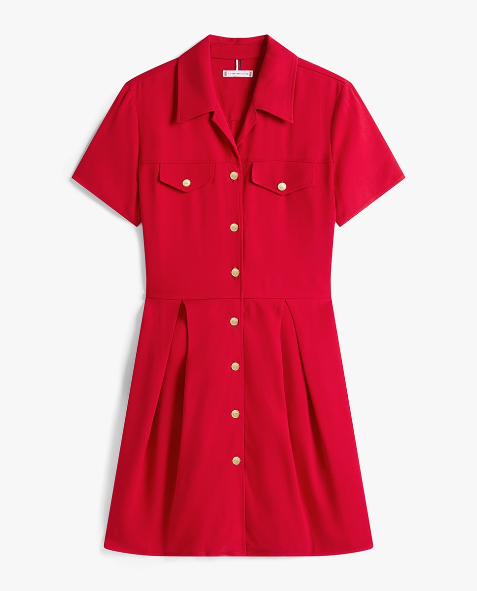 Vestido Polo Gold Button Vermelho-5