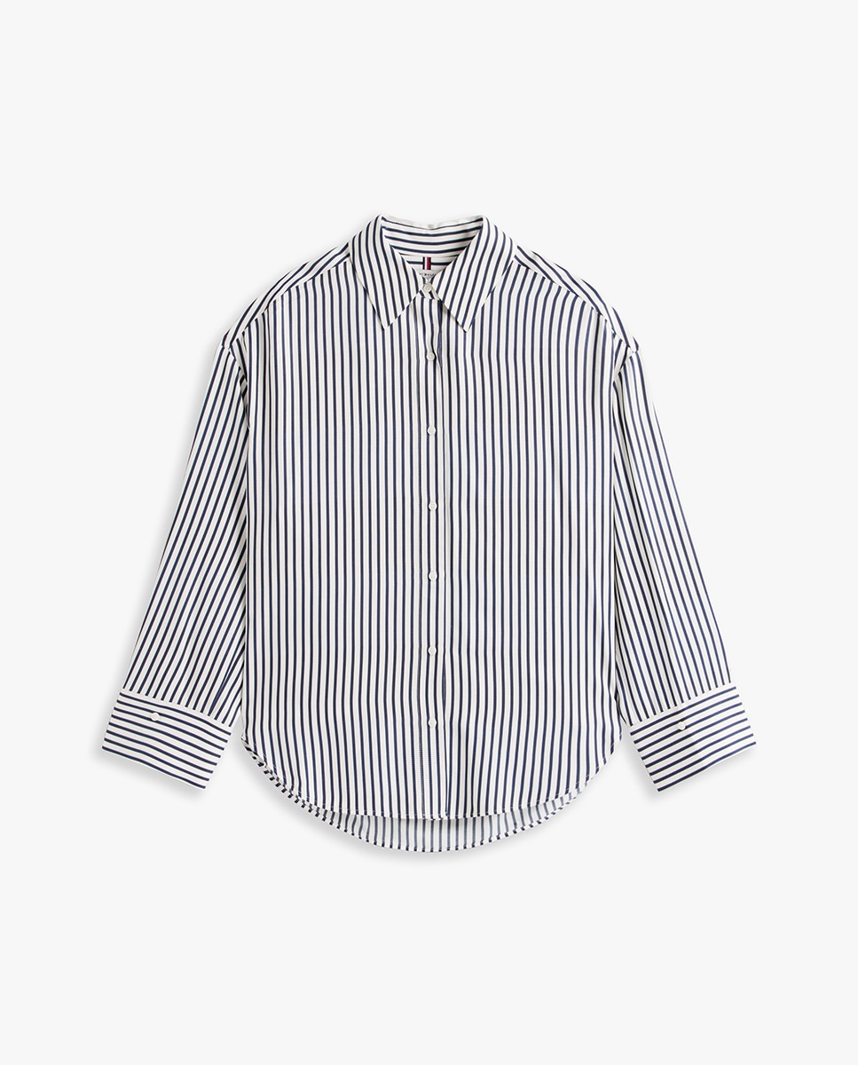Camisa de Silhueta Clássica com Manga Comprida Branco-5