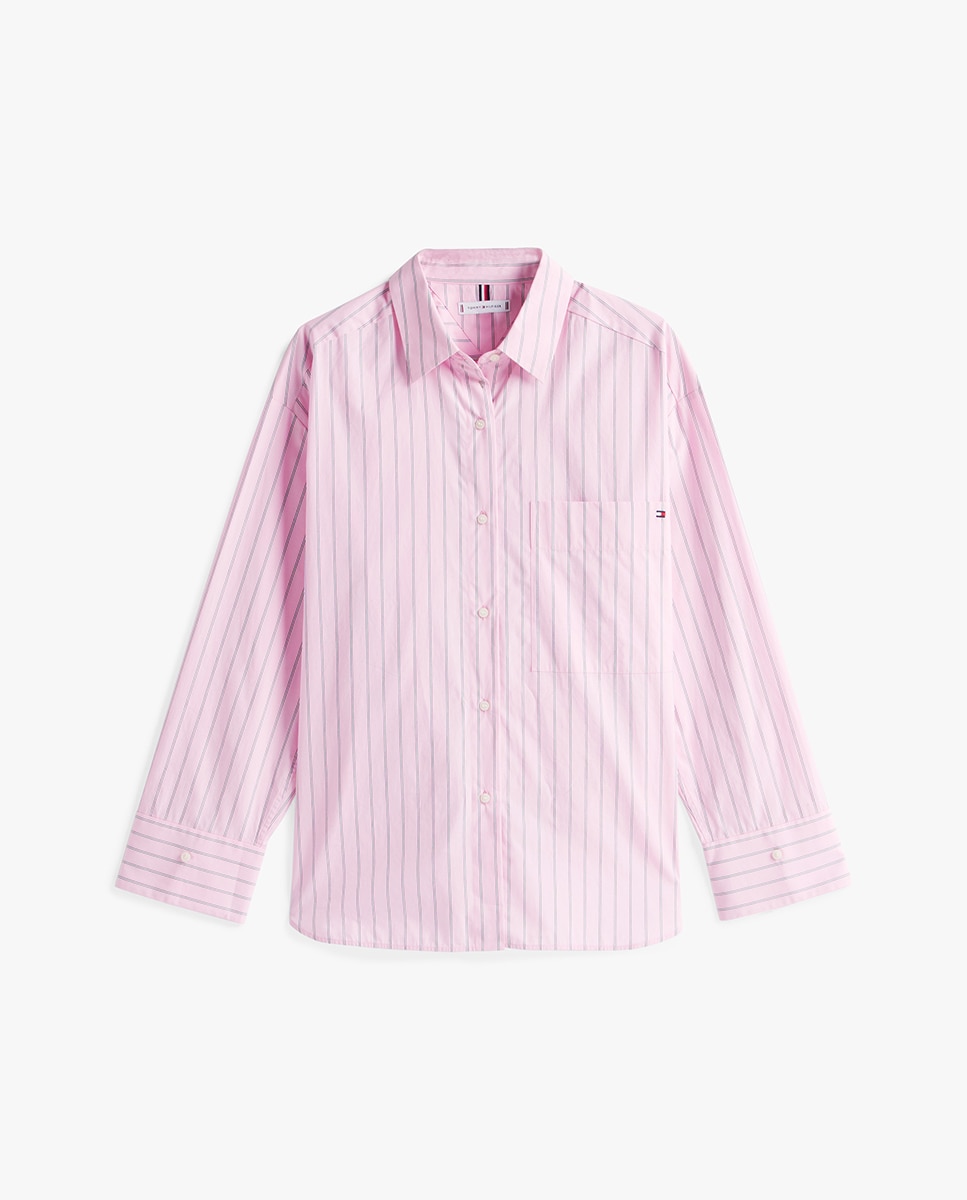Camisa de Silhueta Larga Rosa-5