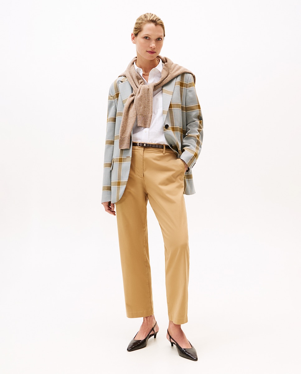 Calças Chino Slim Fit Regular Camel-1