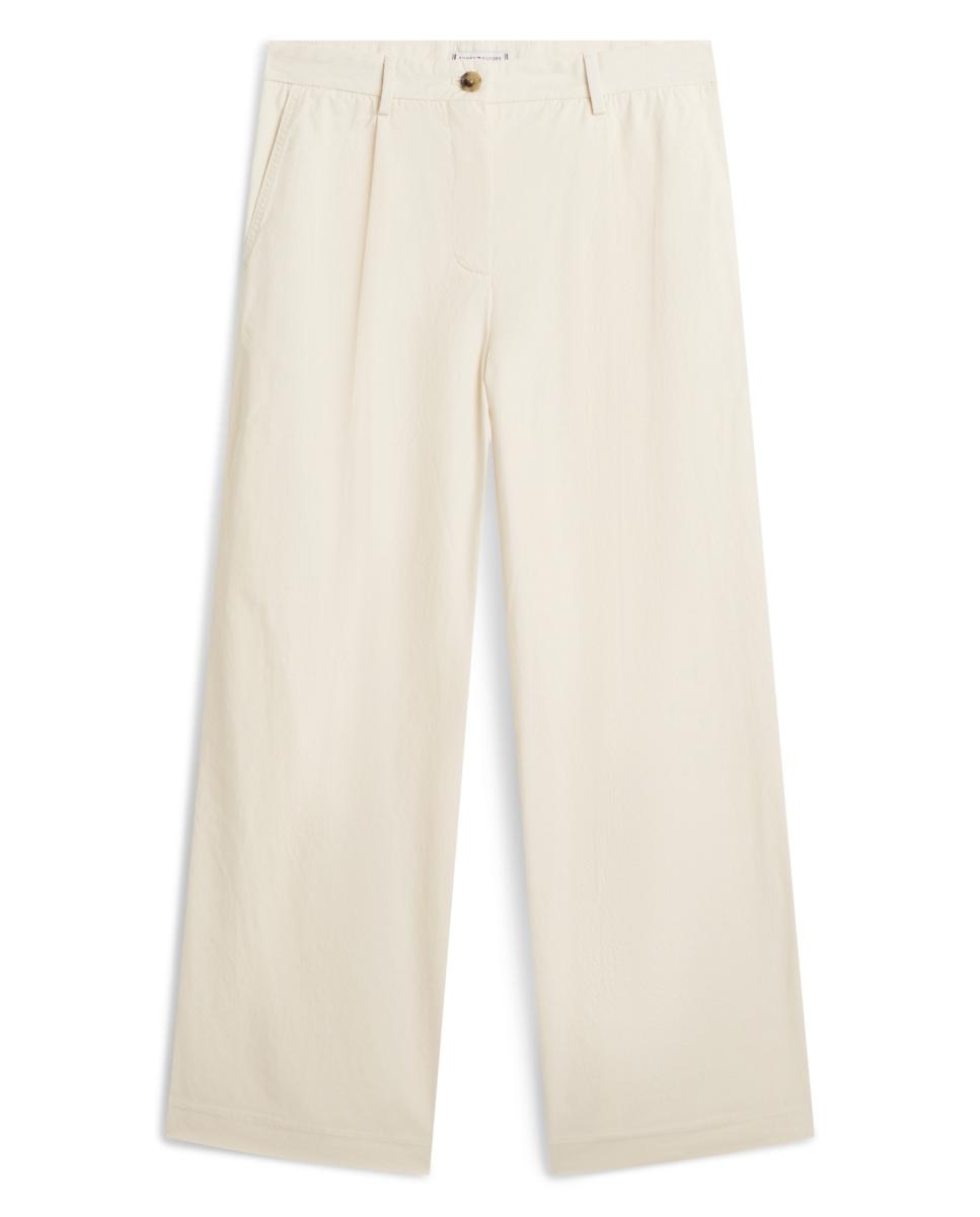 Pantalón de mujer en algodón lavado silueta wide leg - Tommy Hilfiger - Crudo Crudo-5
