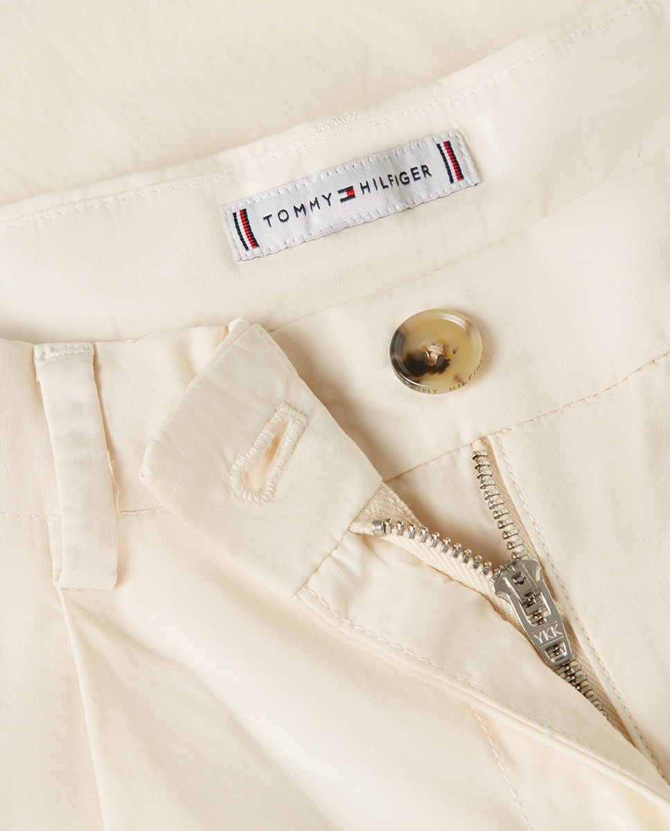 Pantalón de mujer en algodón lavado silueta wide leg - Tommy Hilfiger - Crudo Crudo-7