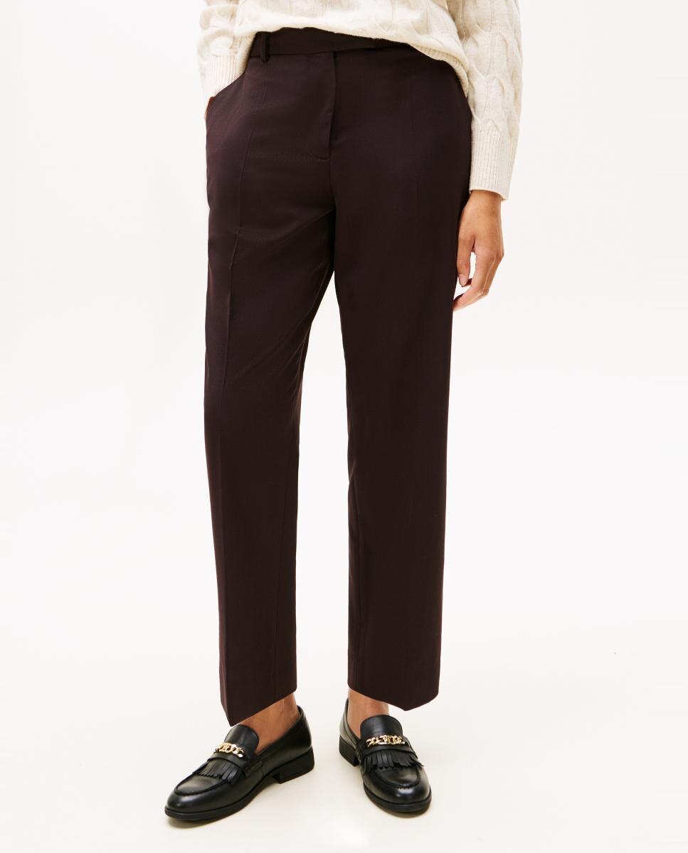 Calças Regular de Lã Slim Fit Bordeaux-2