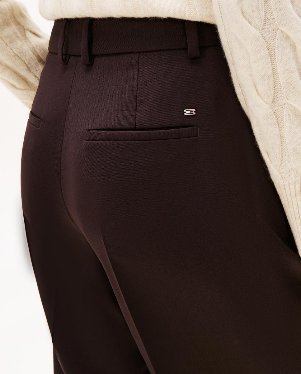 Calças Regular de Lã Slim Fit Bordeaux-4