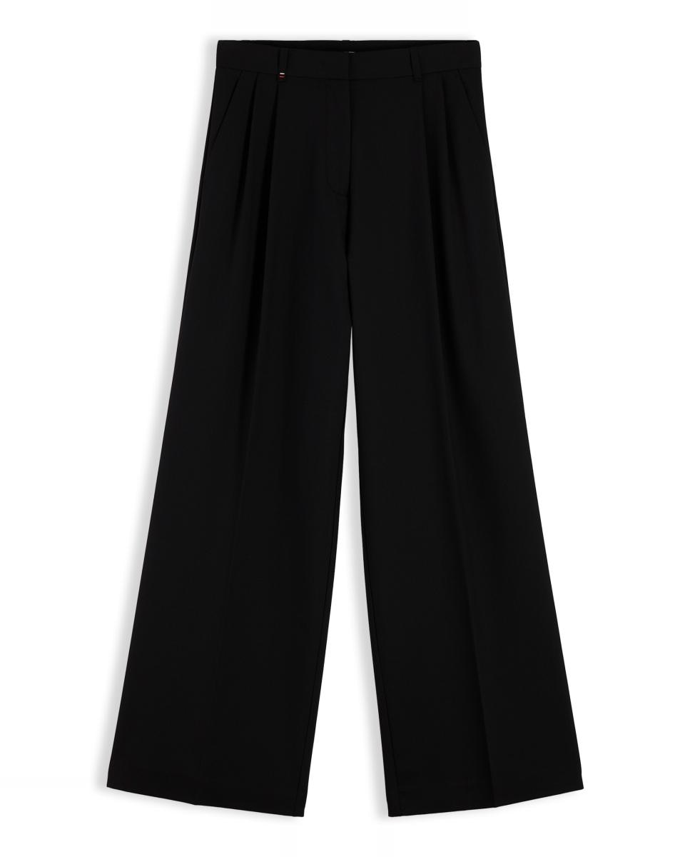 Imagen 0 de Pantalón de viscosa de mujer de pata ancha Negro