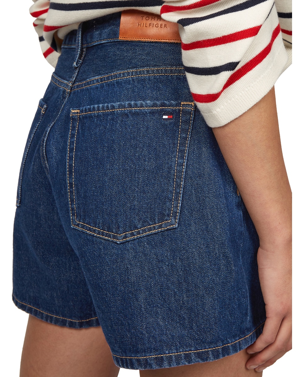 Calções de Ganga com Cintura Subida Azul-marinho-3