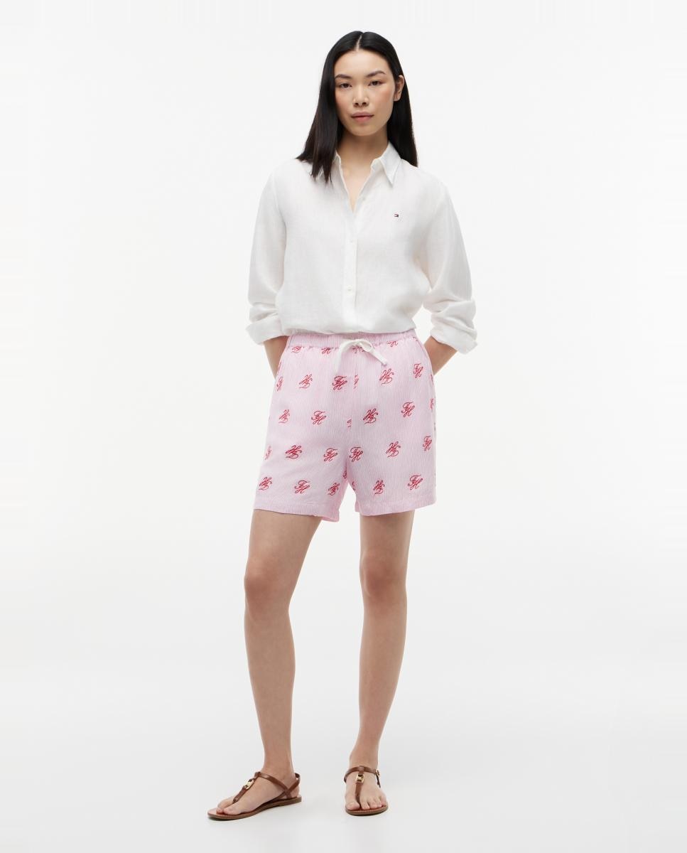 Imagem 0 de Calções de Linho com Estampado TH Script