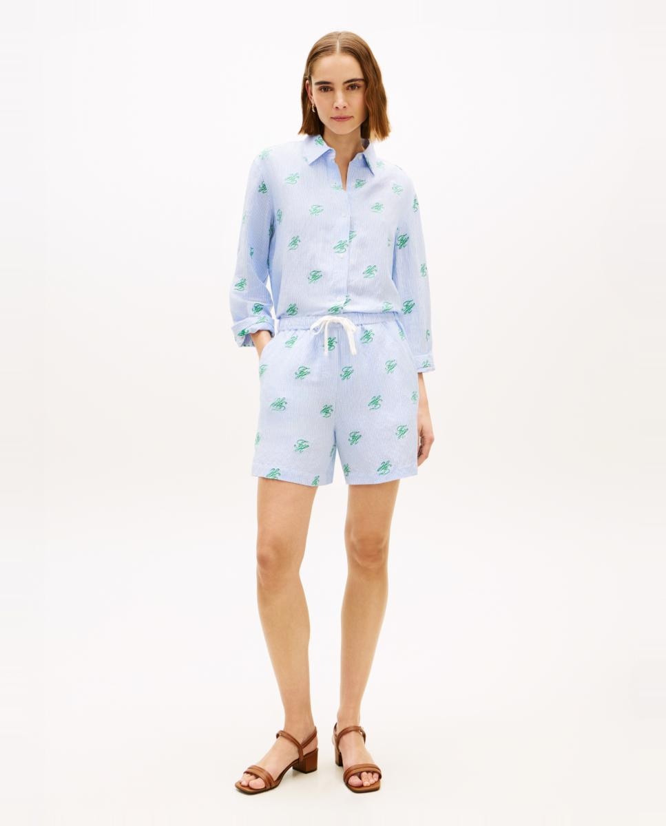 Imagem 0 de Calções de Linho com Estampado TH Script