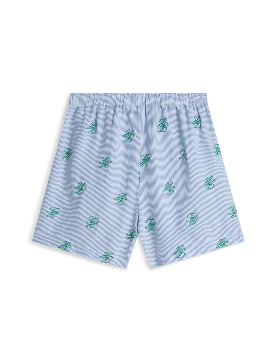 Calções de Linho com Estampado TH Script Azul-claro-6