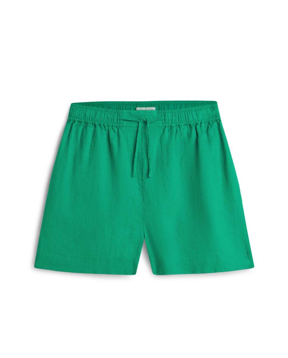 Calções de Linho com Cintura Elástica e Cordão Ajustável Esmeralda-5