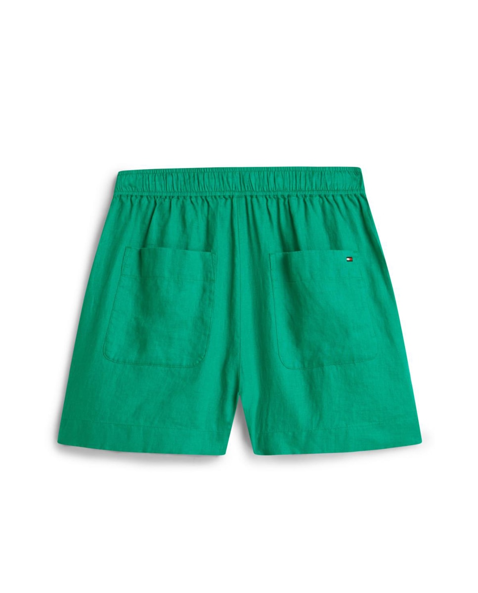 Calções de Linho com Cintura Elástica e Cordão Ajustável Esmeralda-6