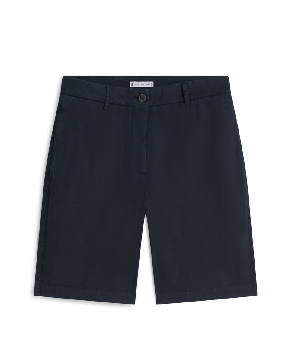 Bermudas Chino de Cintura Média e Corte Regular Azul-marinho-1