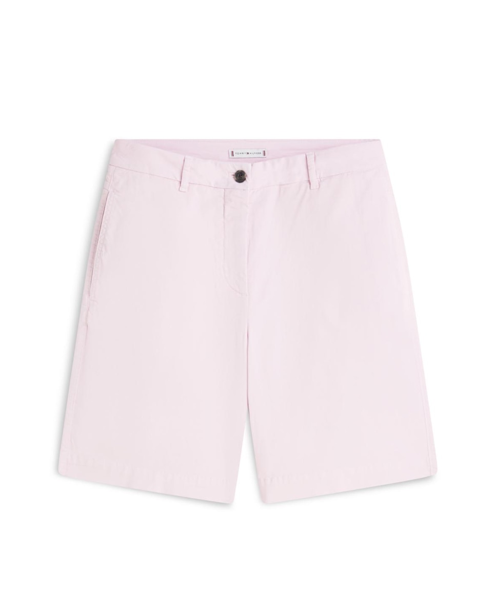 Bermudas Chino de Cintura Média e Corte Regular Rosa-claro-1