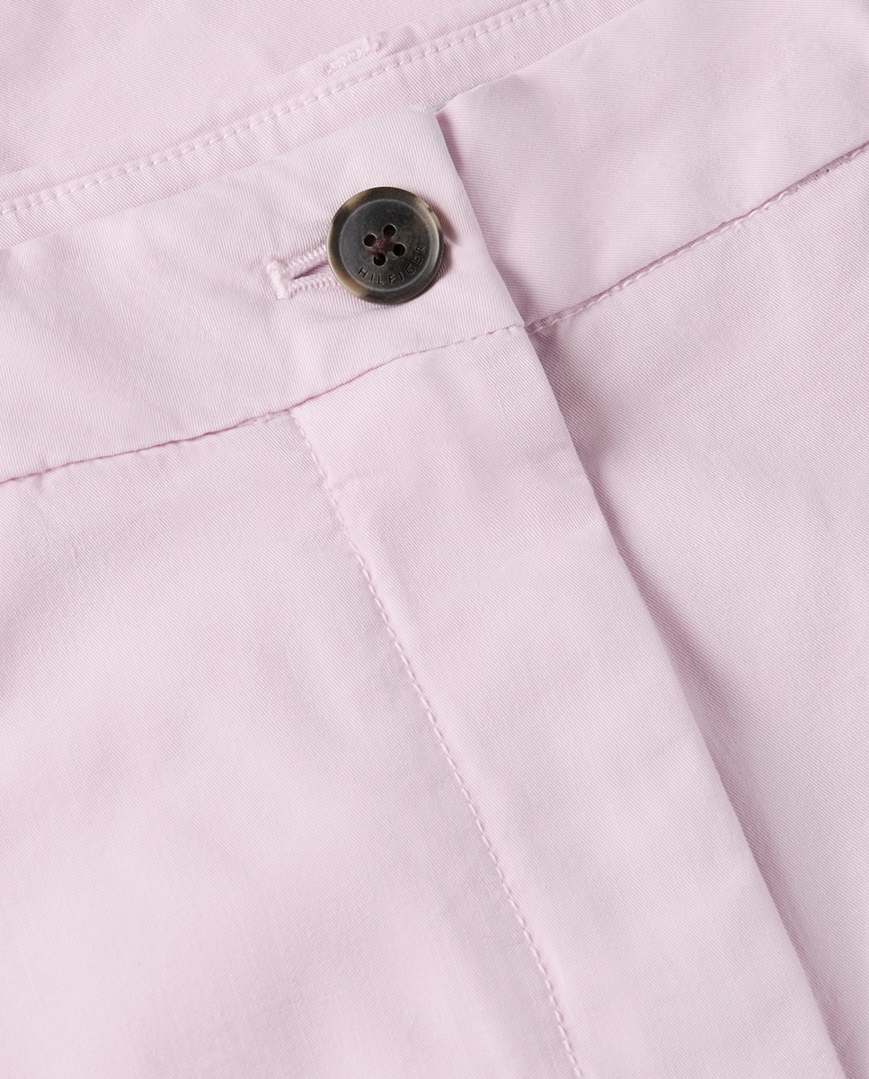 Bermudas Chino de Cintura Média e Corte Regular Rosa-claro-3