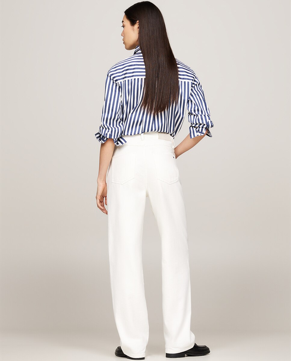 Jeans Relaxed Fit com Cintura Subida Branco-2