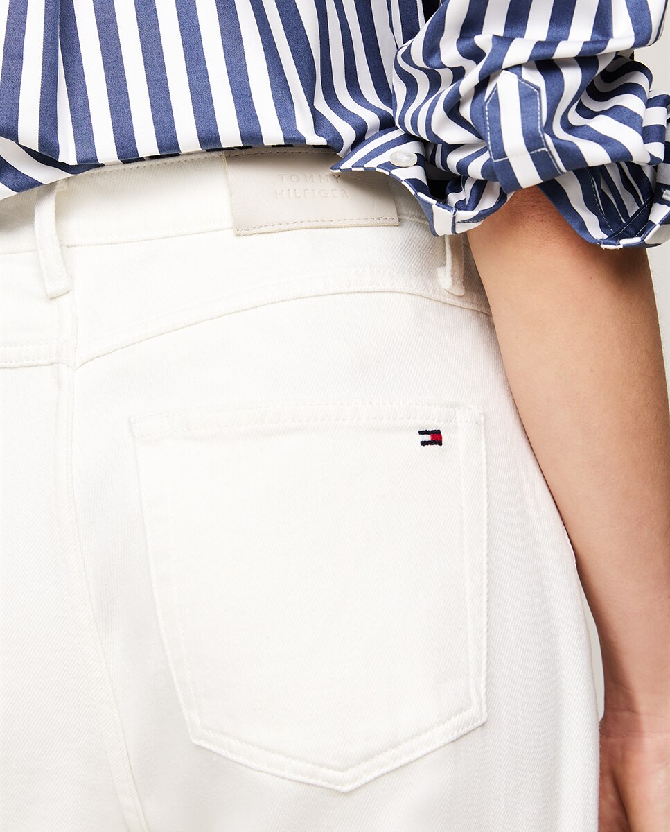 Jeans Relaxed Fit com Cintura Subida Branco-3