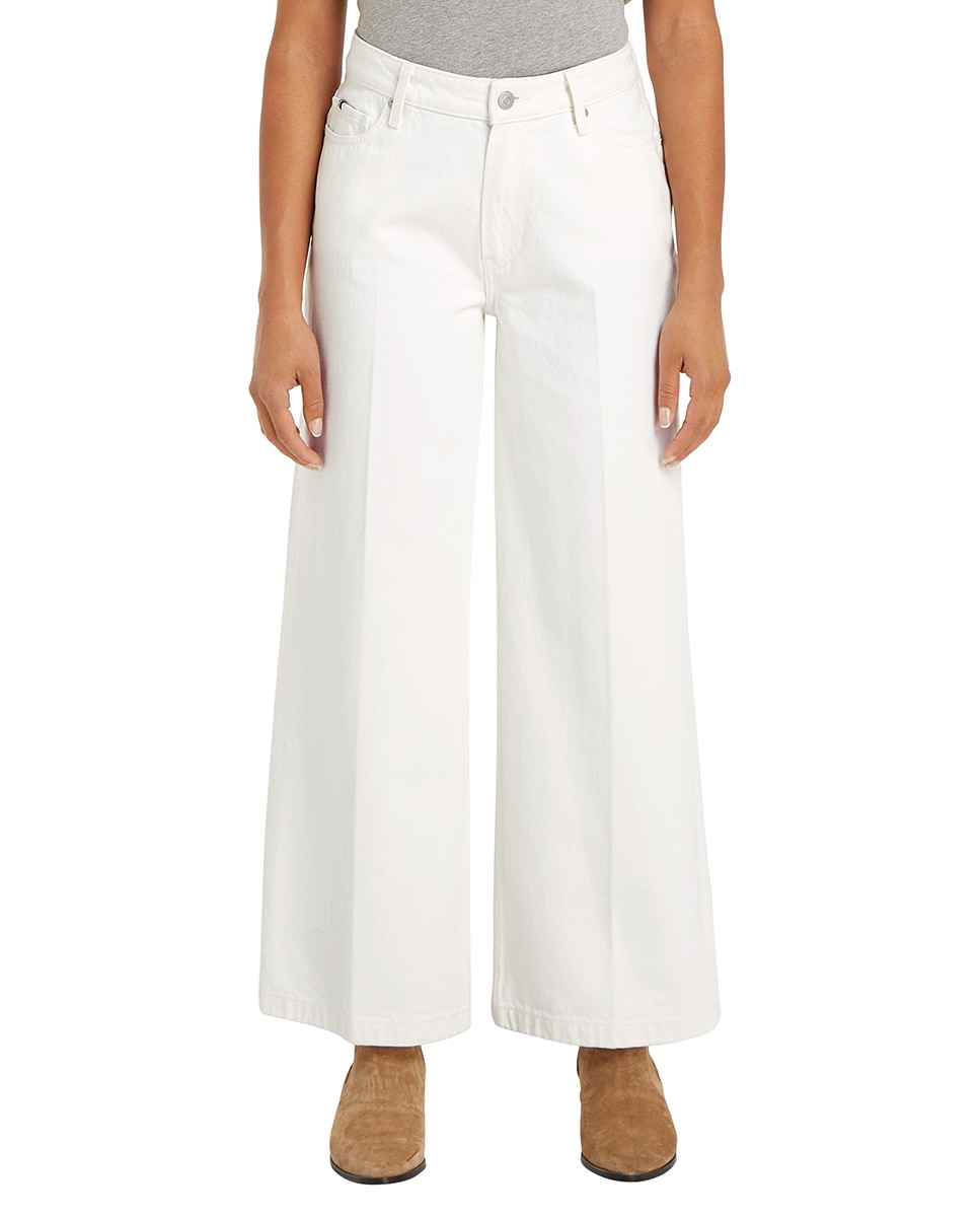 Jeans Straight de Cintura Subida Branco-1