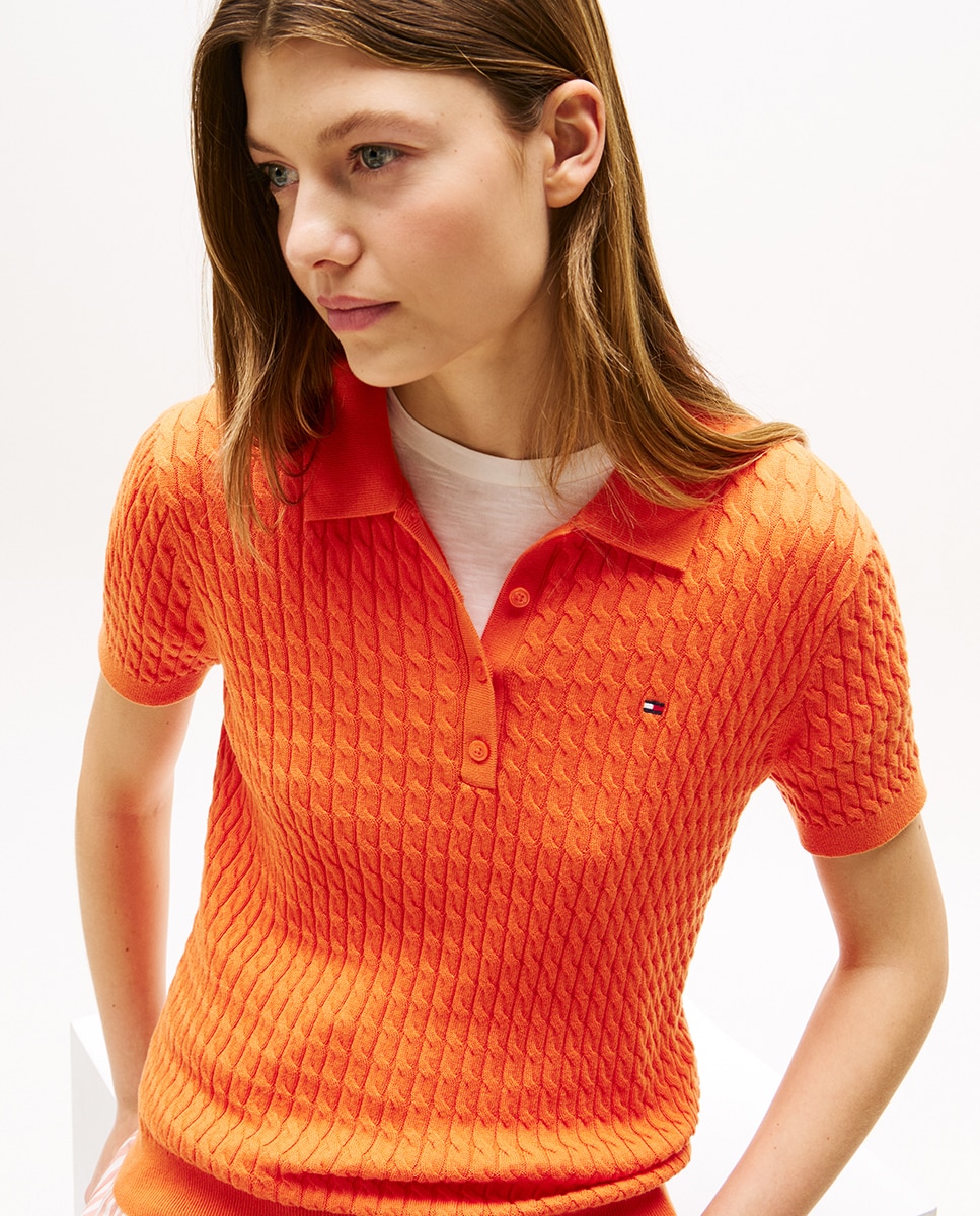 Camisola de Malha Tipo Polo Laranja-2