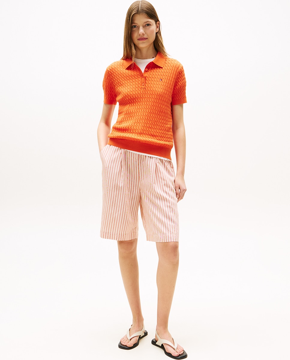 Camisola de Malha Tipo Polo Laranja-3