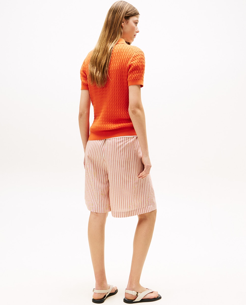 Camisola de Malha Tipo Polo Laranja-4