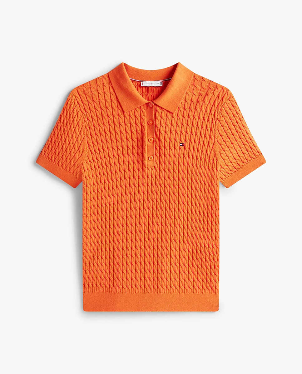 Camisola de Malha Tipo Polo Laranja-5