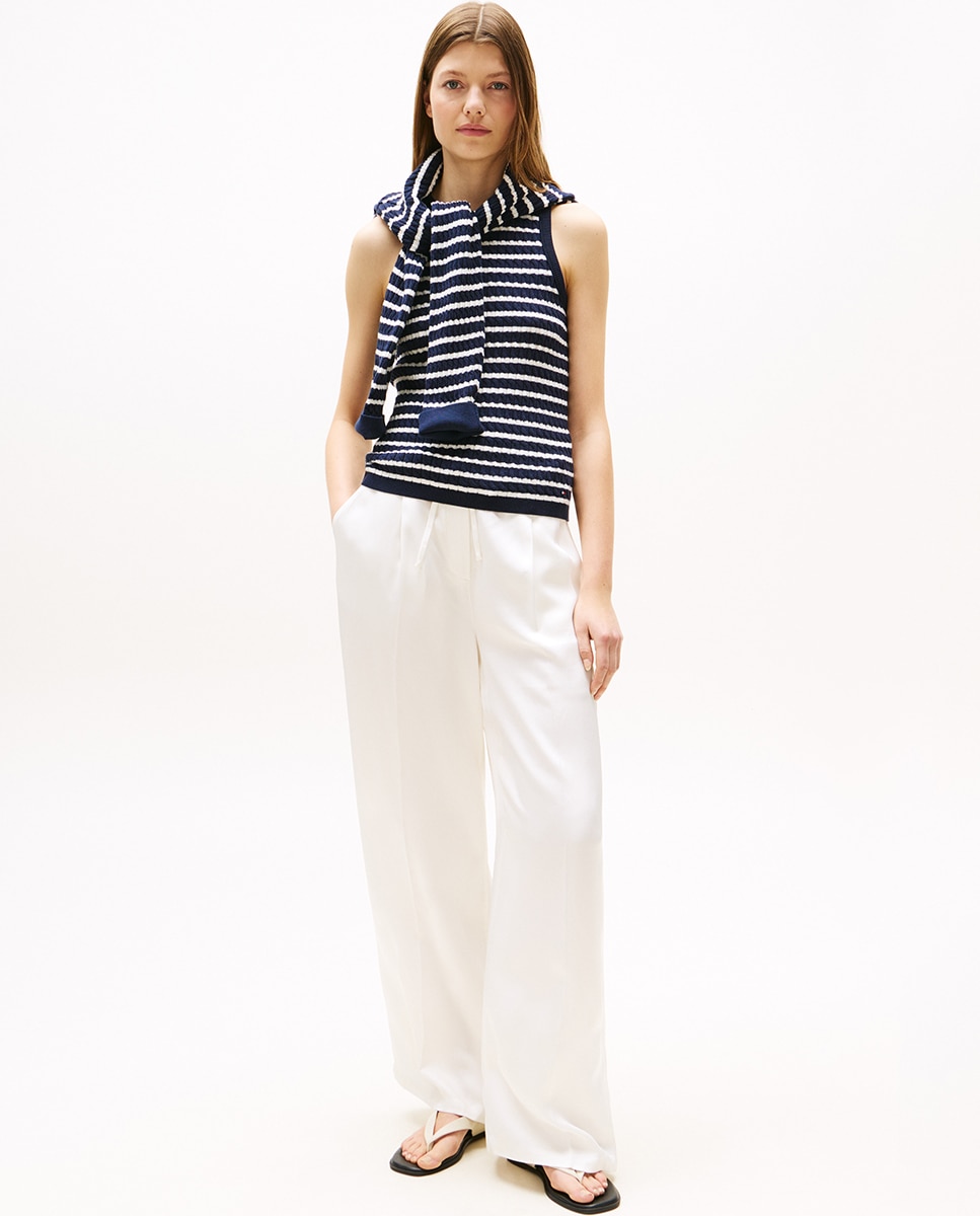 Camisola de Malha sem Mangas Azul-3